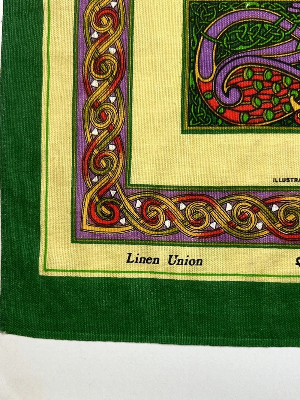 New Vintage Irish Linen Tea Towel Fingal Celtic From The Book Of Kells